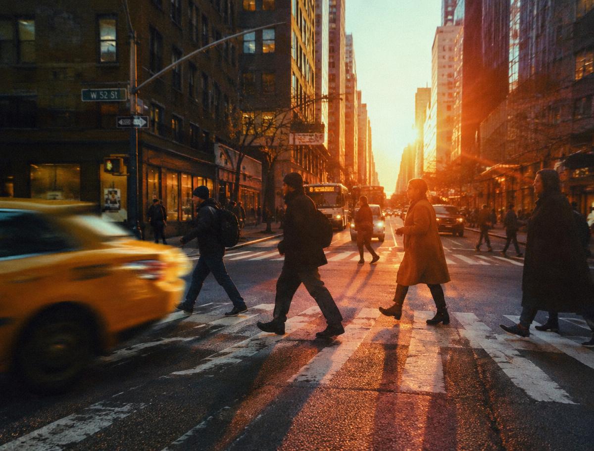 Candid city street scene